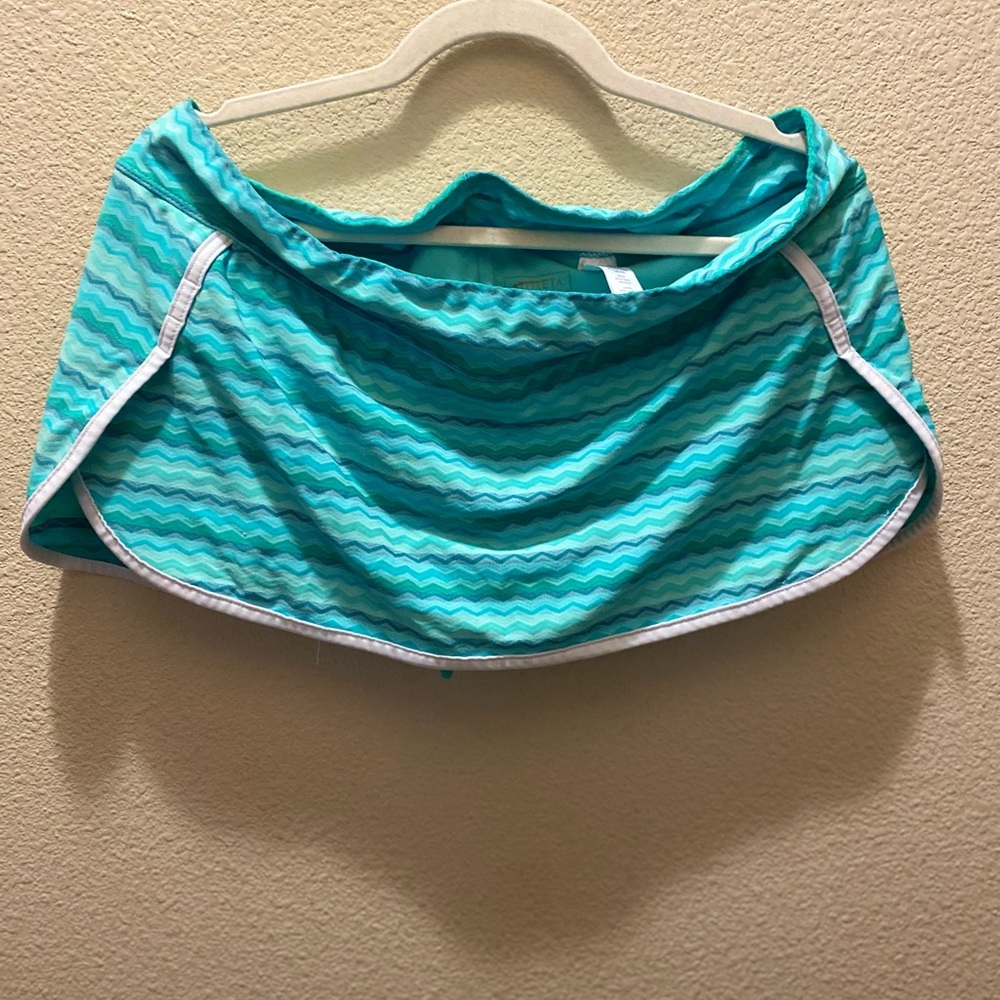 Athelta XL Swim Skort Bikini Bottom Blue Chevron Stripe